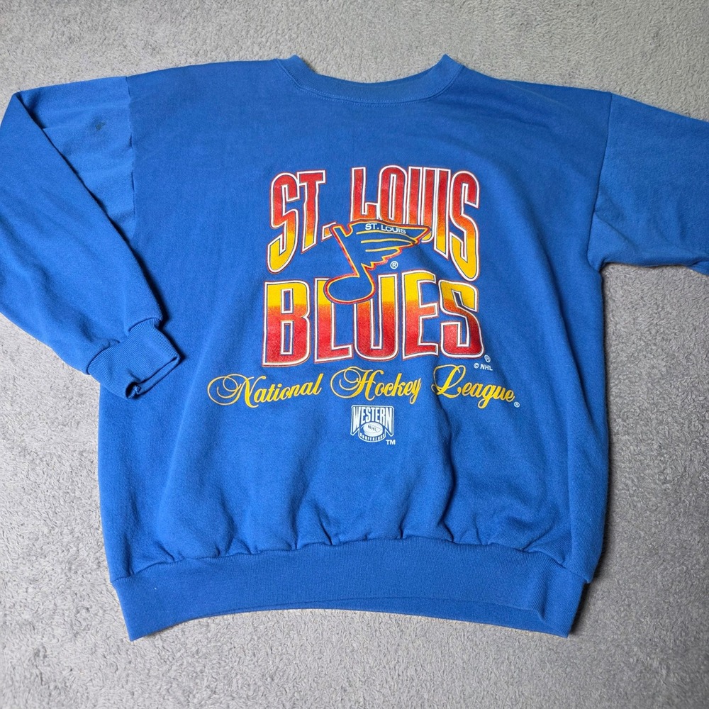Tultex Mens XL Sweatshirt Blue St. Louis Blues NHL Hockey Vintage 90s Graphic